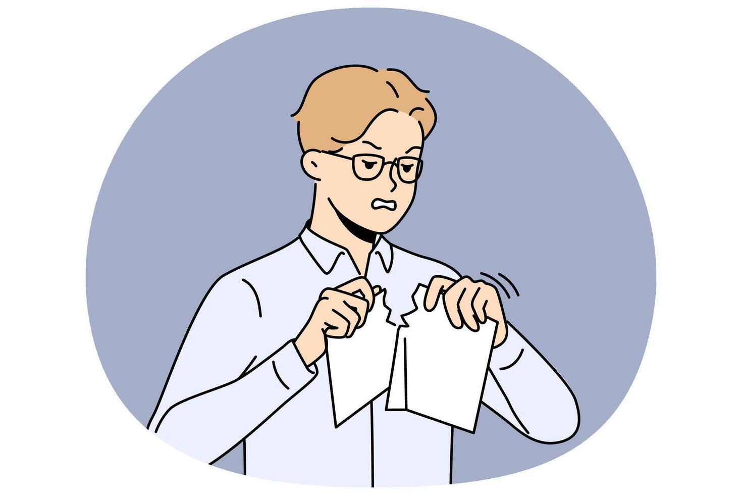 Furious businessman tear paper document vector
