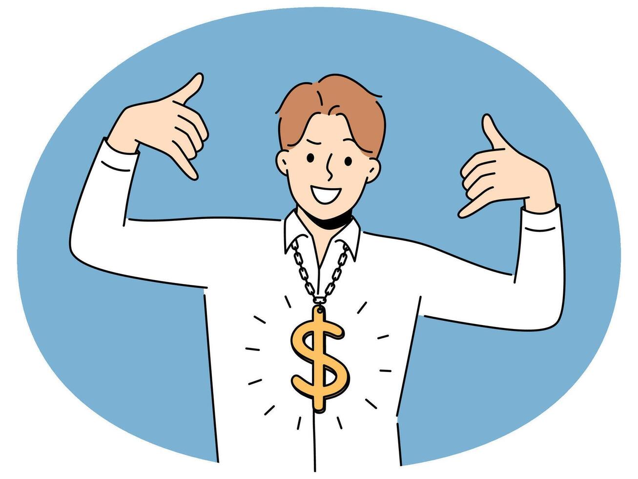 Smiling businessman with dollar necklace vector