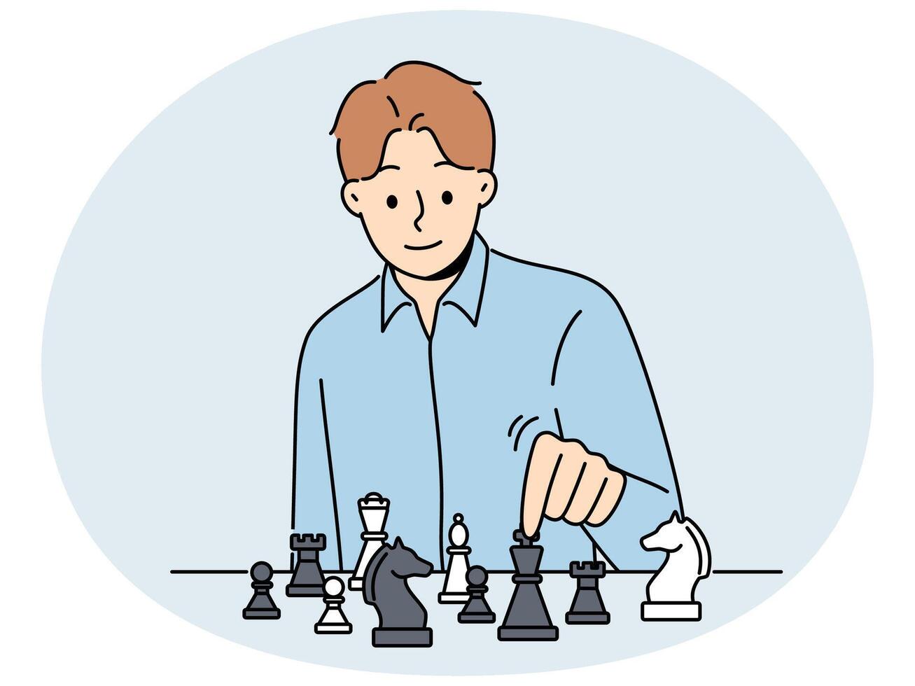 Smiling man playing chess vector