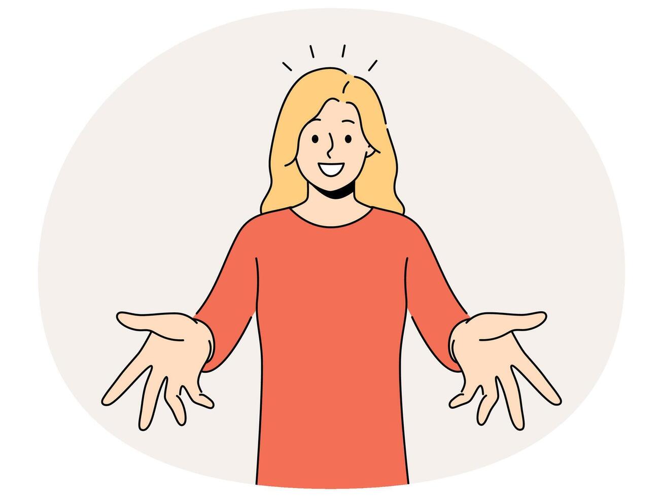 Smiling woman with arms open welcoming someone vector