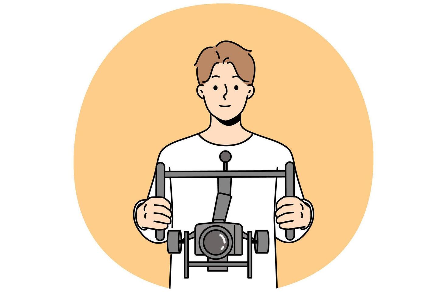 Male operator filing with camera with stabilizer vector