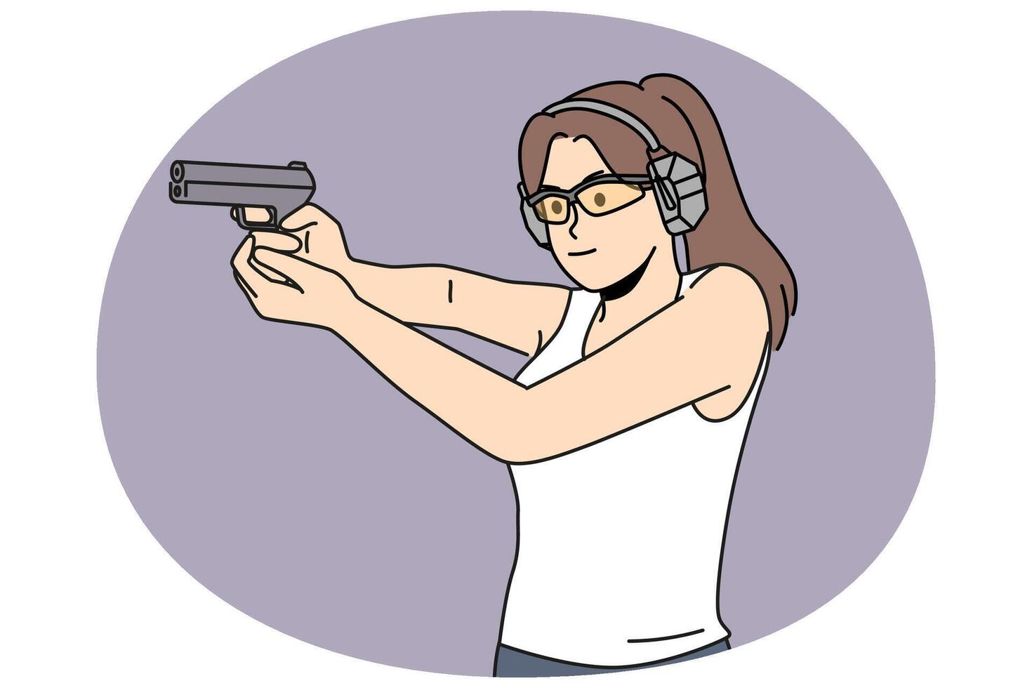 Smiling woman make photos with camera vector