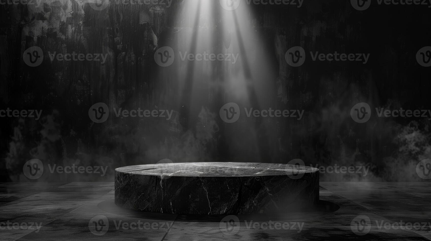Podium black rock dark smoke background product shot. High quality photo