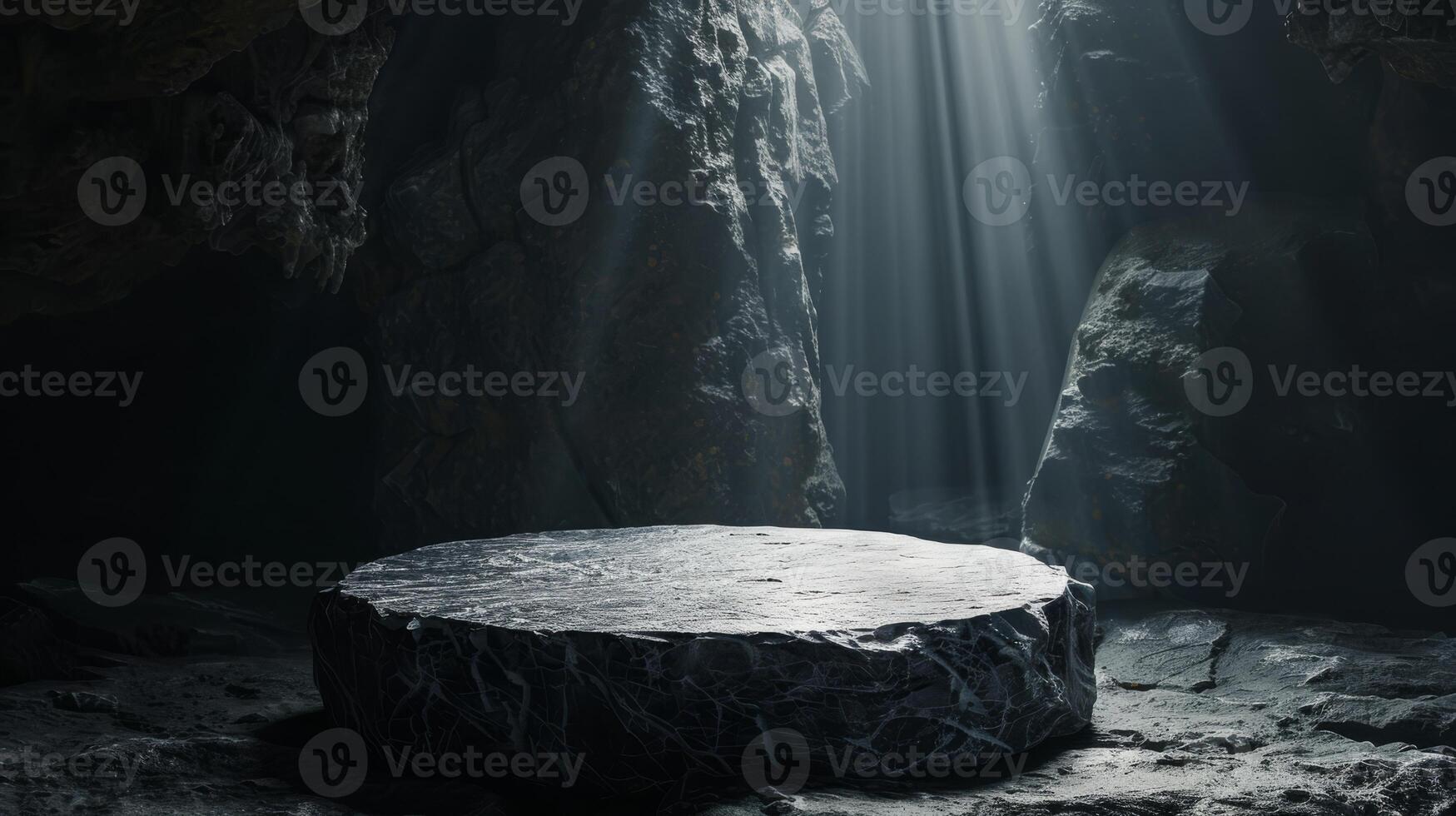 black Empty podium Blank product shelf standing backdrop. 3D rendering. High quality photo