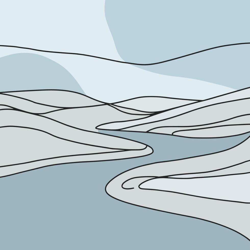 Abstract minimalist landscape linart background vector