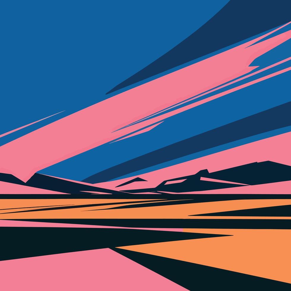 Abstract minimalist landscape linart background vector
