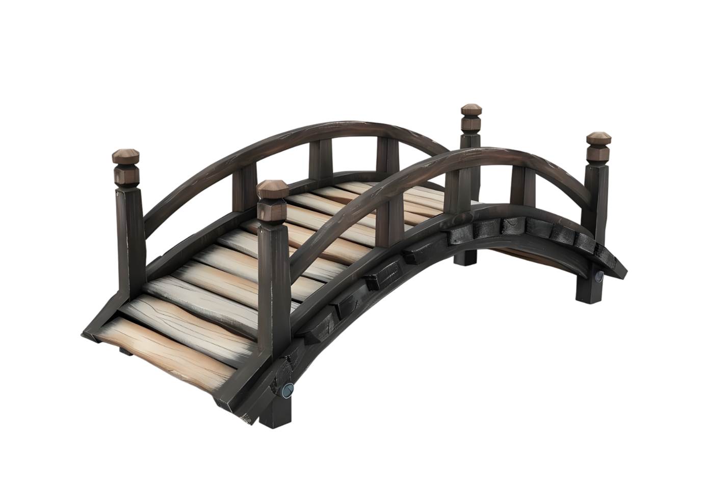 Decorative Wooden Bridge for Garden and Landscape Architecture Projects isolated on transparent background. png