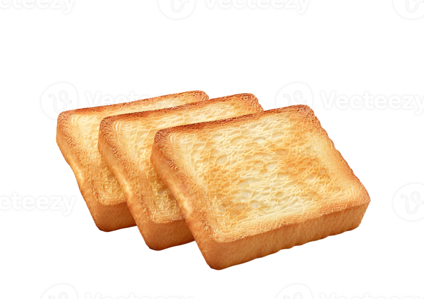 Stack of golden brown toast slices. Isolated on a transparent background png