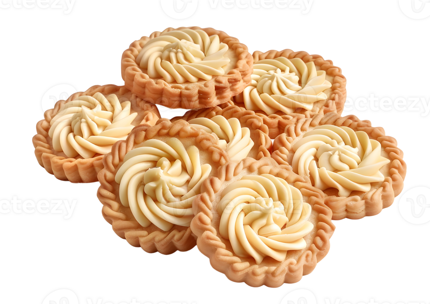 Stack of butter cookies with swirl design. Isolated on a transparent background png