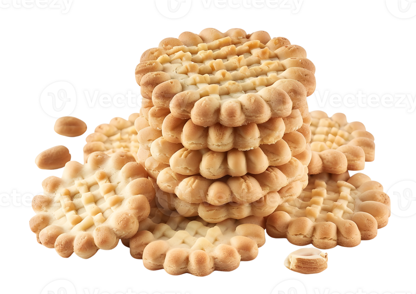 Stack of sugar cookies with a swirl design. Isolated on a transparent background png