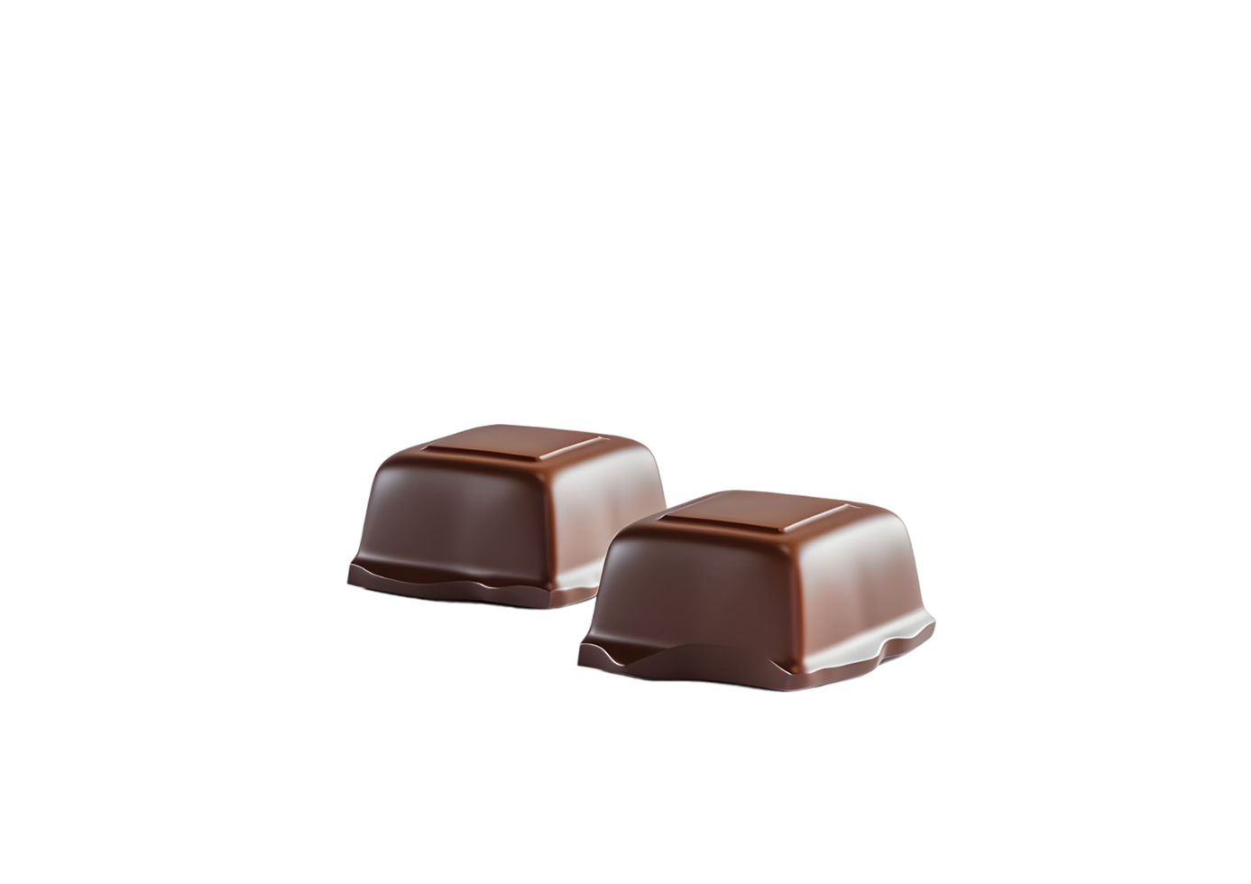 Pair of chocolate candies with smooth filling. Isolated on a transparent background. png