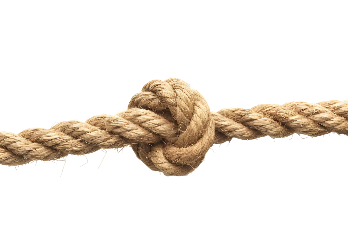 Thick rope knot tied for nautical and decorative purposes. Isolated on transparent background. png