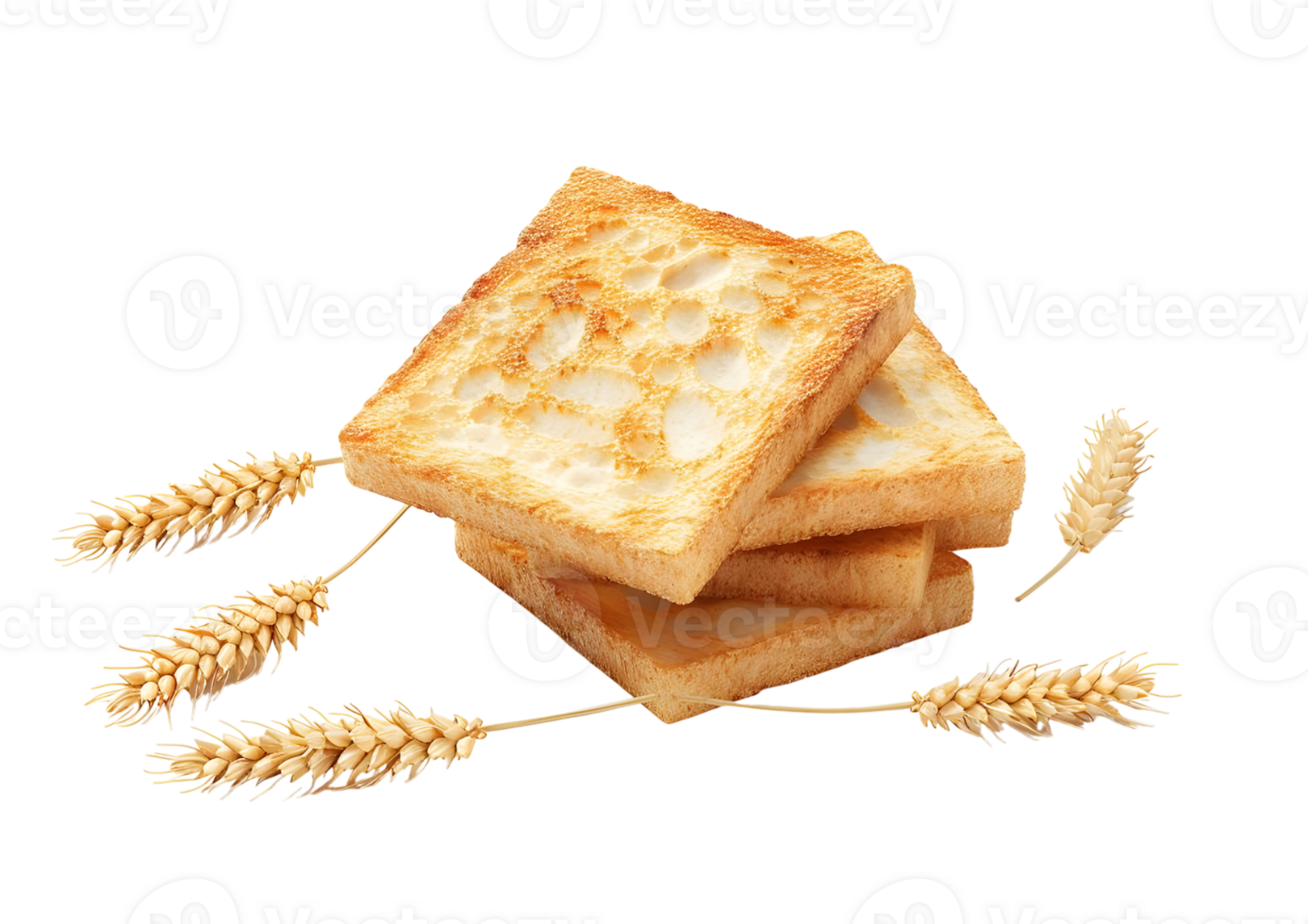Wheat crackers with grains neatly arranged. Isolated on a transparent background png