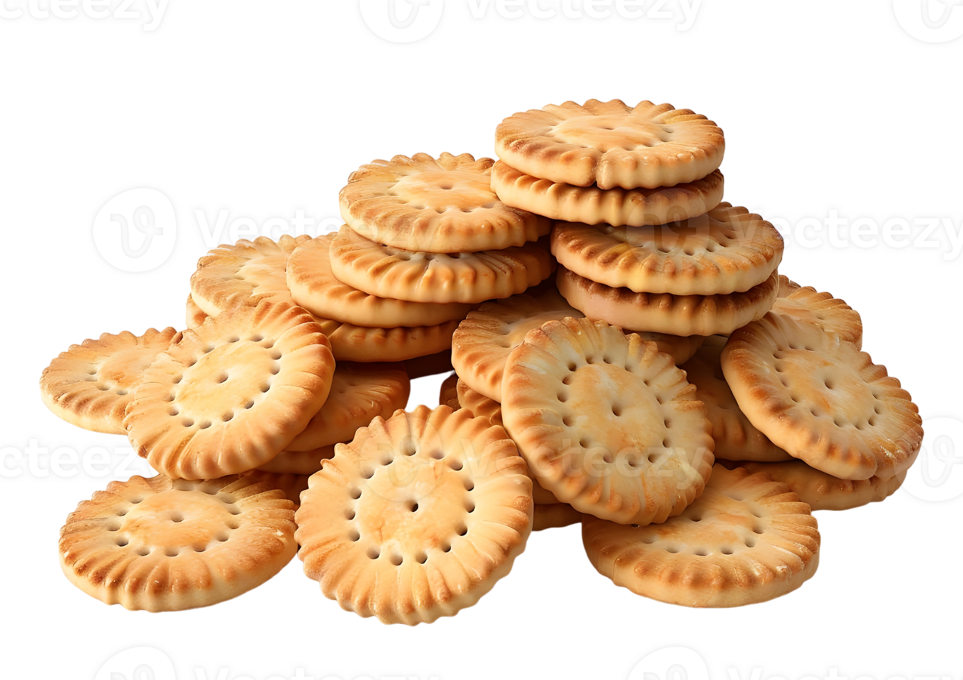 Butter biscuits stacked in a neat pile. Isolated on a transparent background png