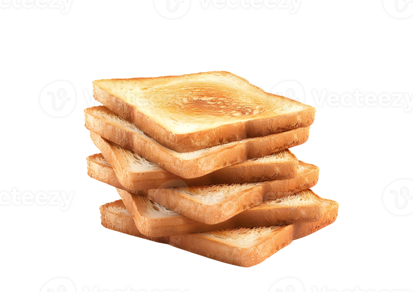 Stack of toasted bread slices. Isolated on a transparent background. png