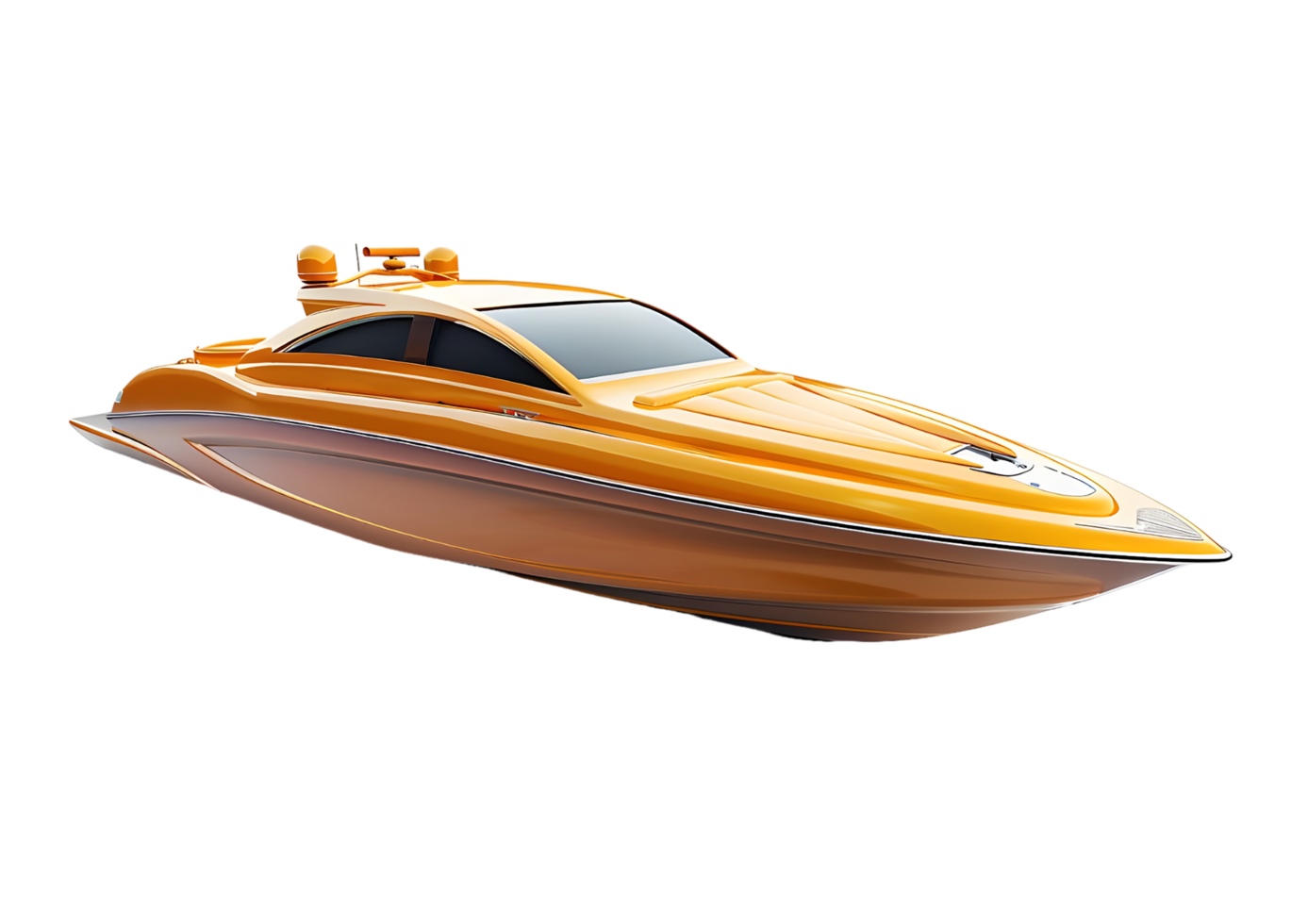 Yellow Speedboat for High-Speed Water Adventures Isolated on a transparent background png