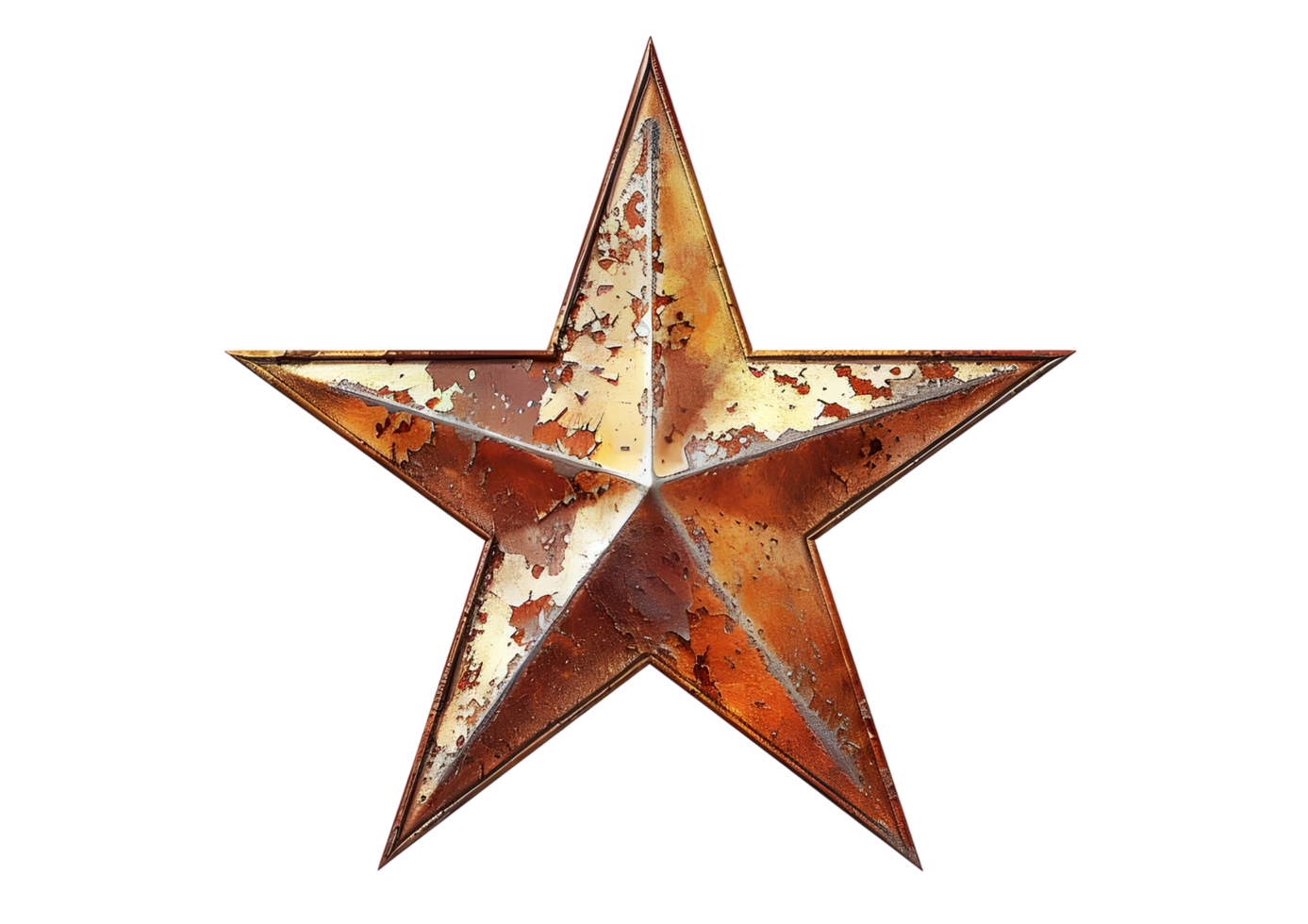 five-pointed stars with intricate rusted designs isolated on a transparent background png