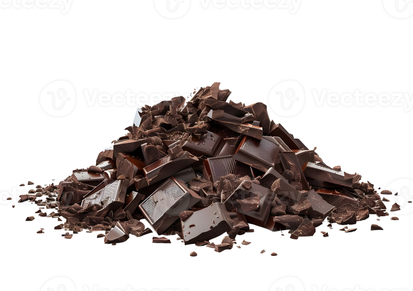 stapel van versnipperd donker chocola vlokken. geïsoleerd Aan een transparant achtergrond png