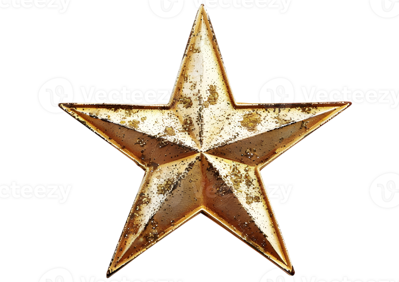 Pack of five-pointed golden stars with intricate designs isolated on a transparent background png
