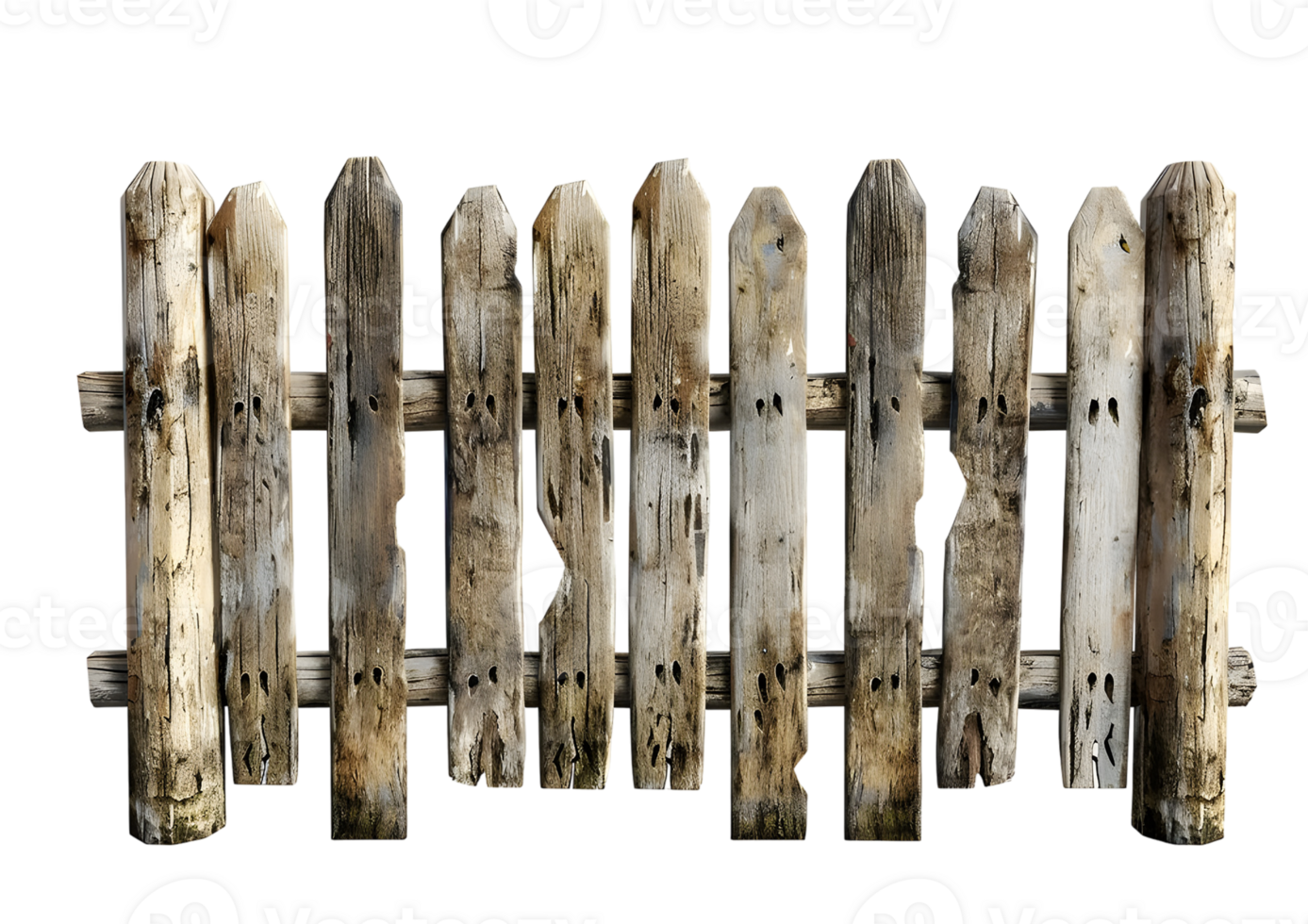 Wooden garden fence sections with natural finish for landscaping and decoration. Isolated on transparent background. png