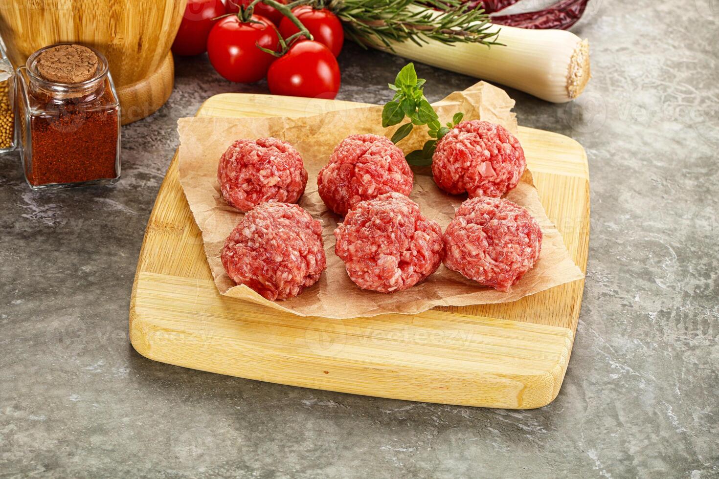 Raw beef meatball minced meat photo