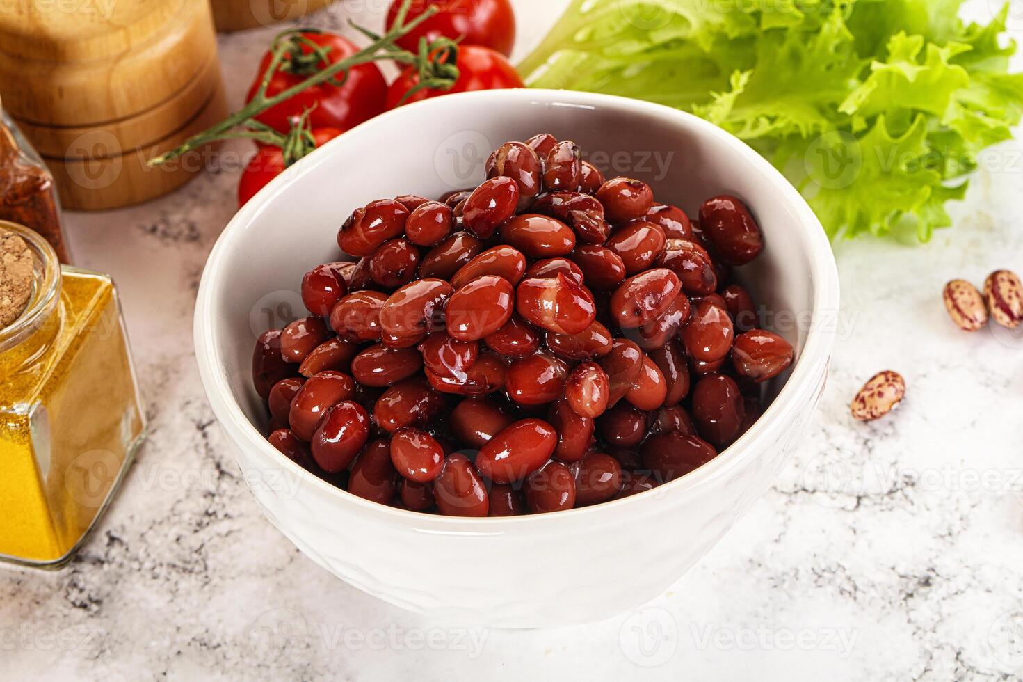 Canned red beans in the bowl photo