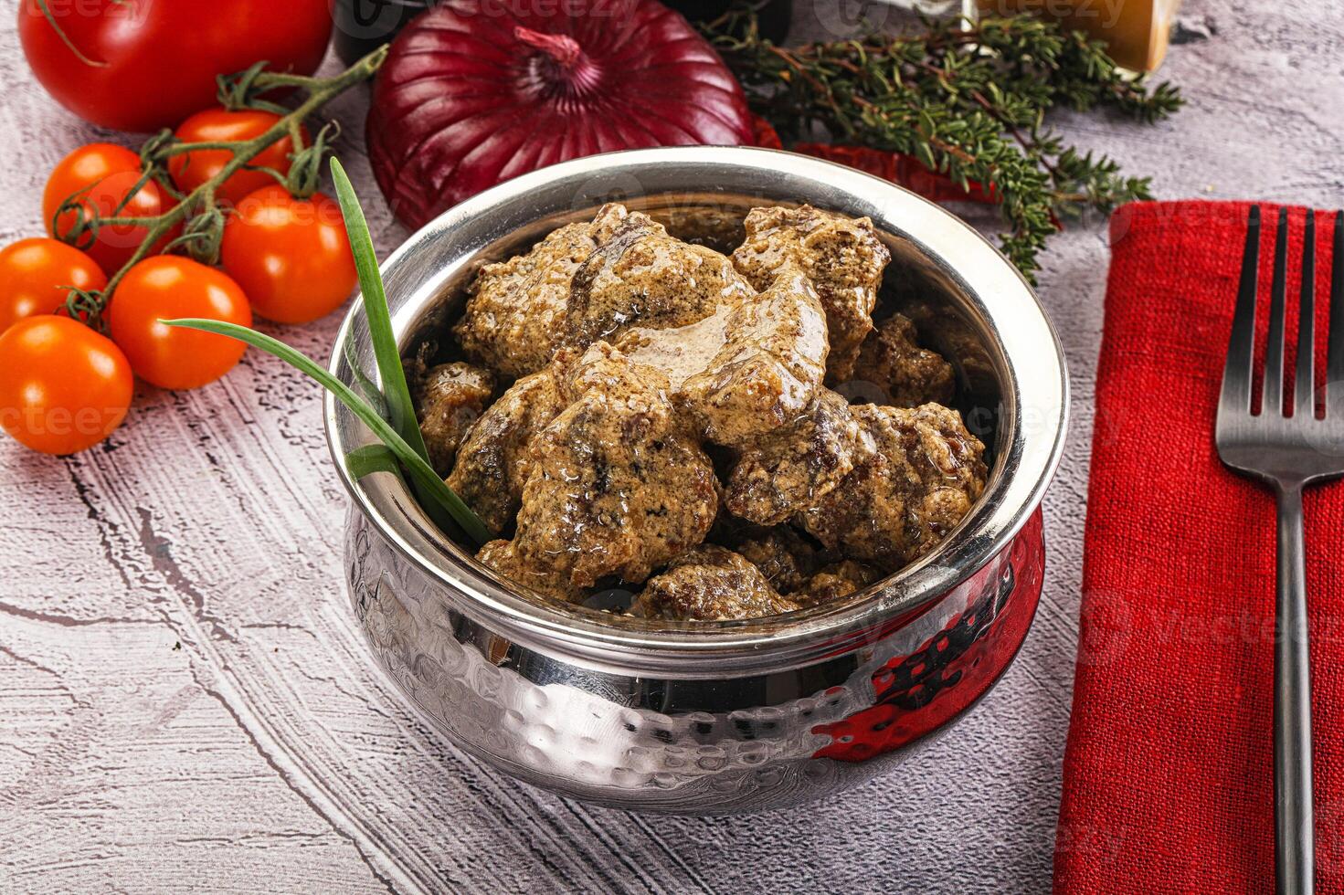 Beef liver with cream sauce photo