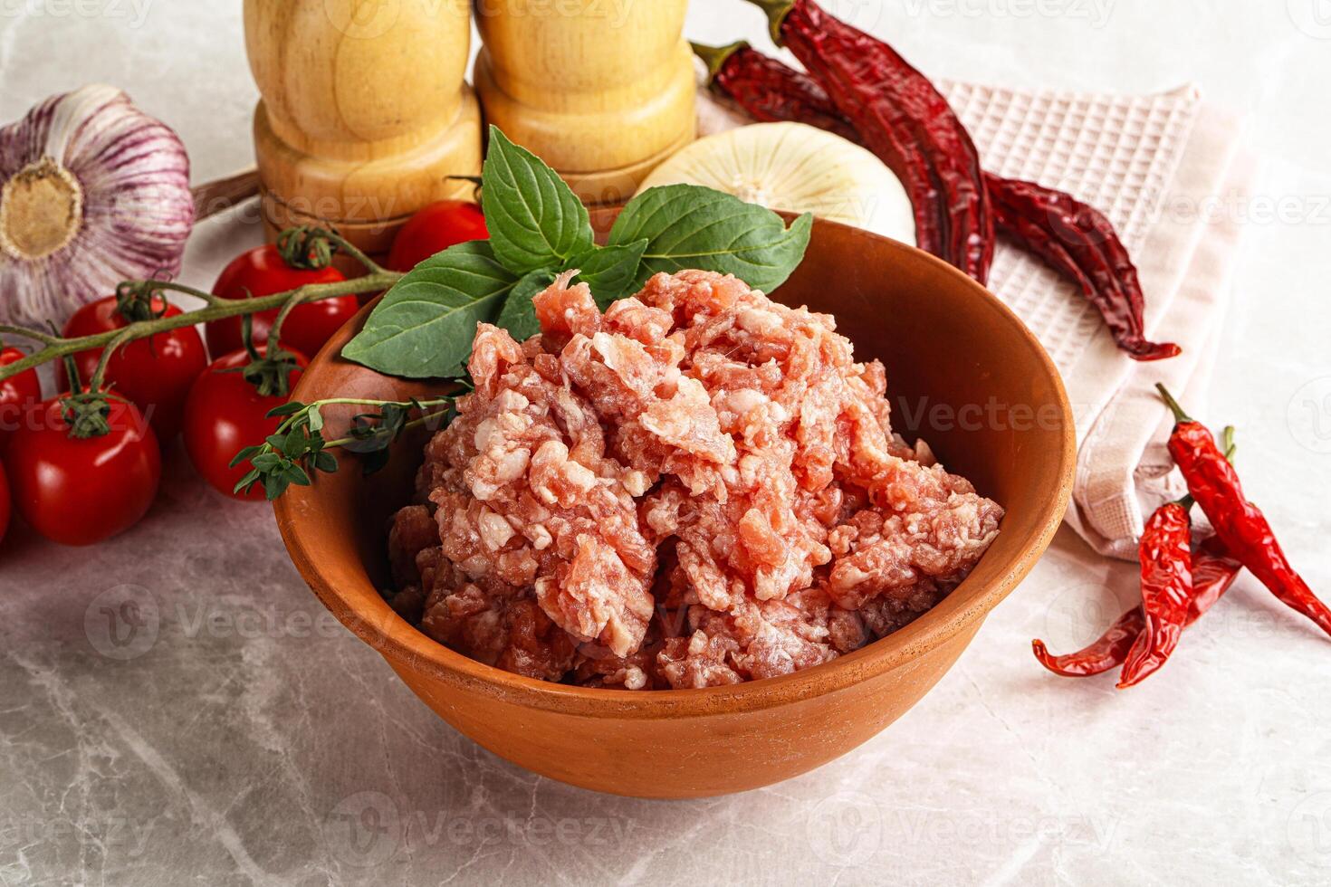 Raw minced pork uncooked meat photo