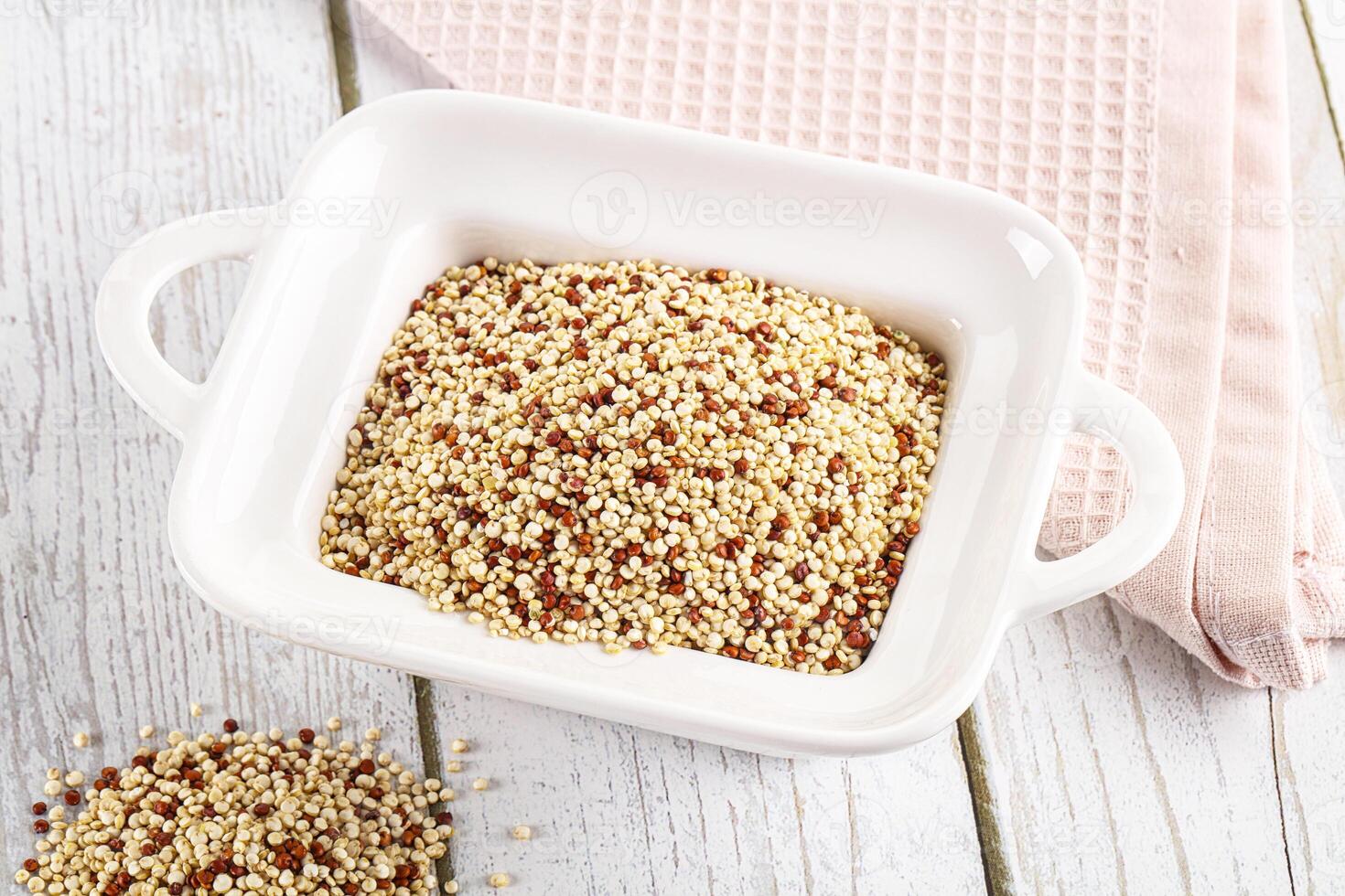 Raw dry quinoa cereal grain photo