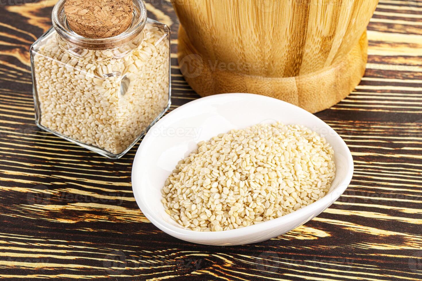 Sesame seeds heap in the bowl photo