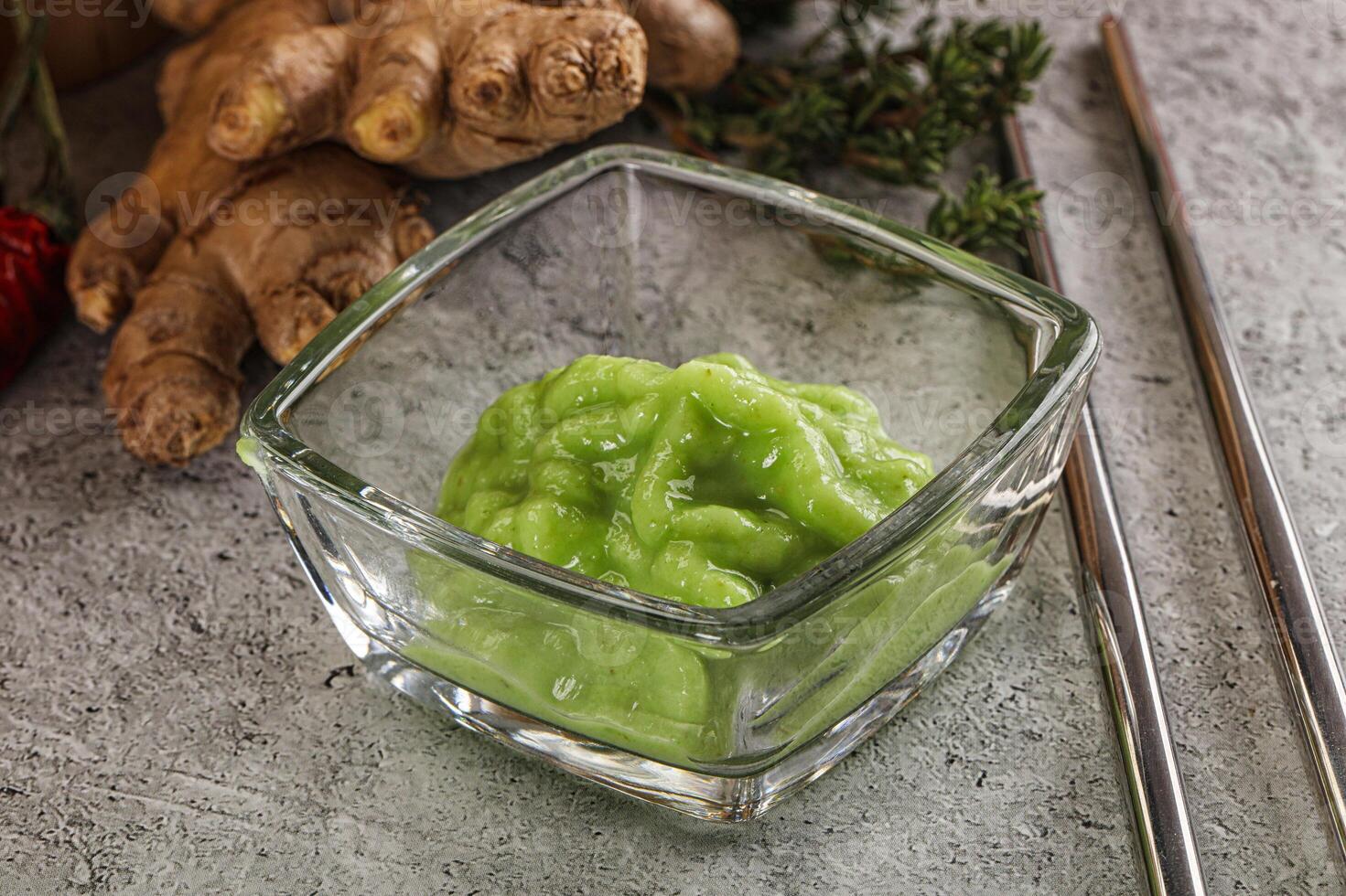 Green organic asian Wasabi seasoning photo