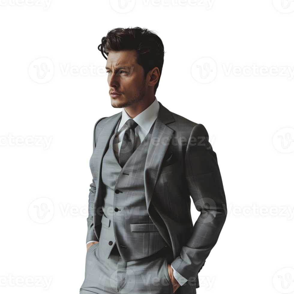 Handsome Model in Vintage Suit isolated on transparent background png