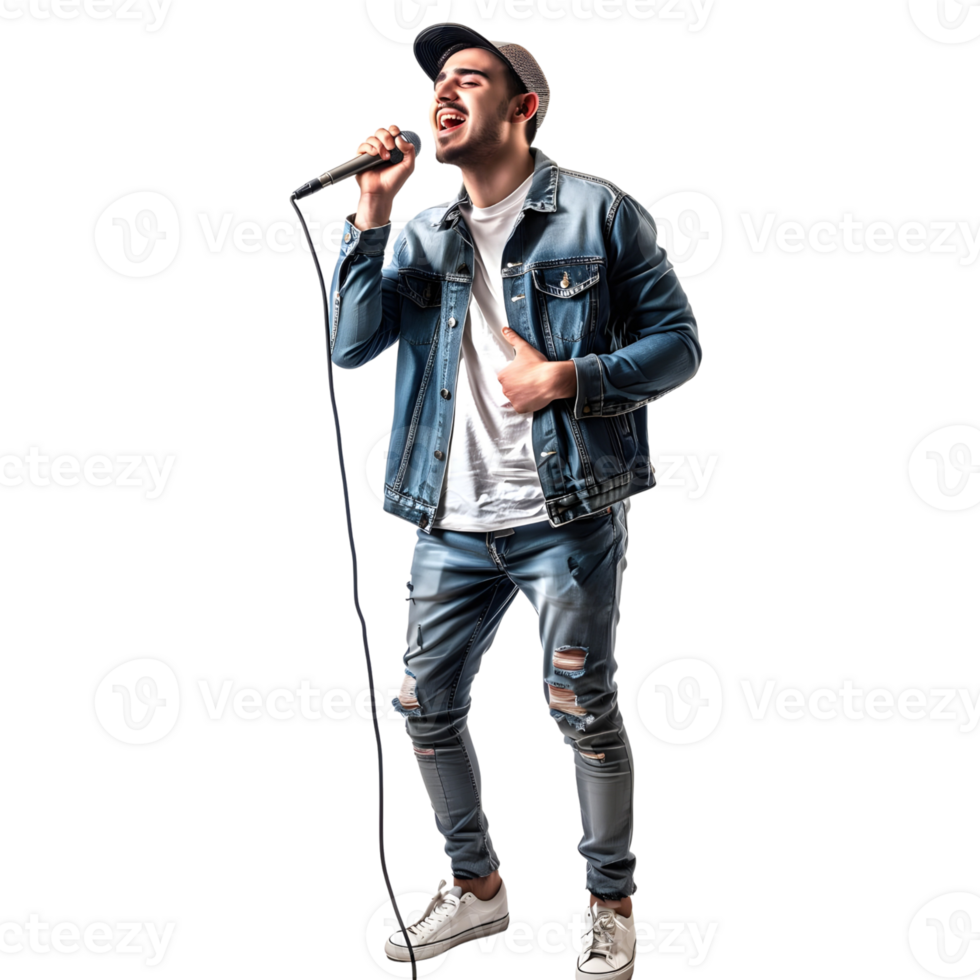 Young Singer Performing at Concert isolated on transparent background png
