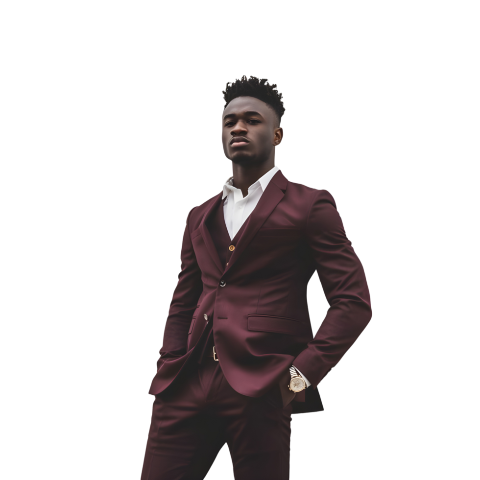 Handsome Teen Model in Purple Suit isolated in transparent background png