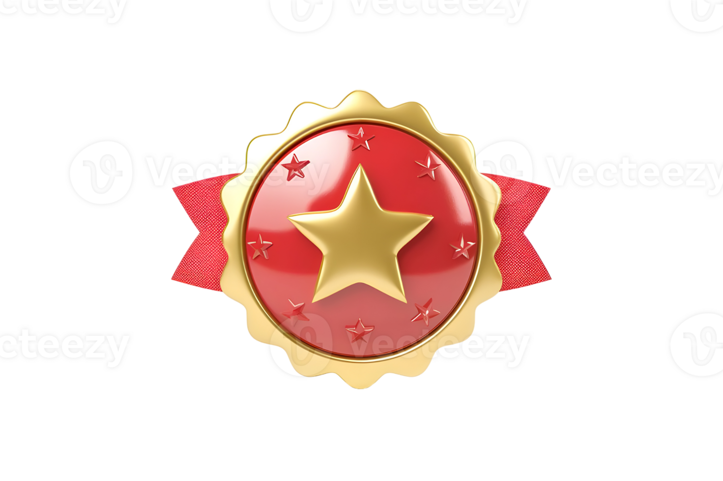 Vintage red wax seal with intricate star design isolated on a transparent background png