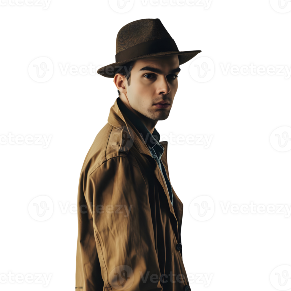 Handsome Model in Vintage Suit isolated on transparent background png