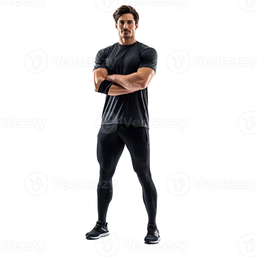 Great Body Builder and Gym Trainer Posing in Stretch isolated on transparent background png
