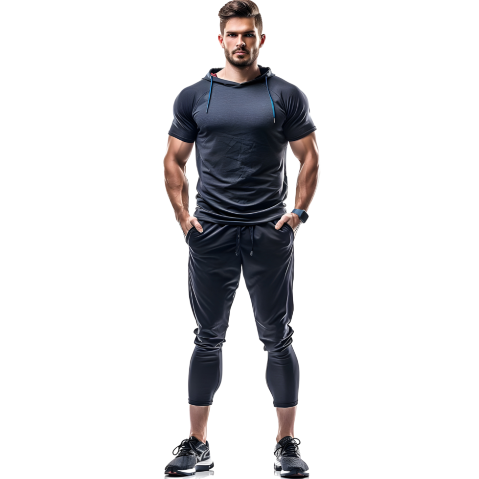 Great Body Builder and Gym Trainer Posing in Stretch isolated on transparent background png
