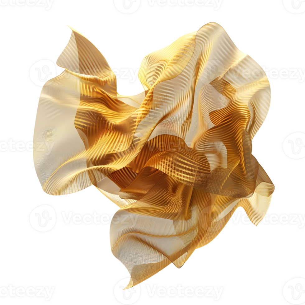 Luminous Drift Silky Yellow Fabric Floating, Isolated on Transparent Background png