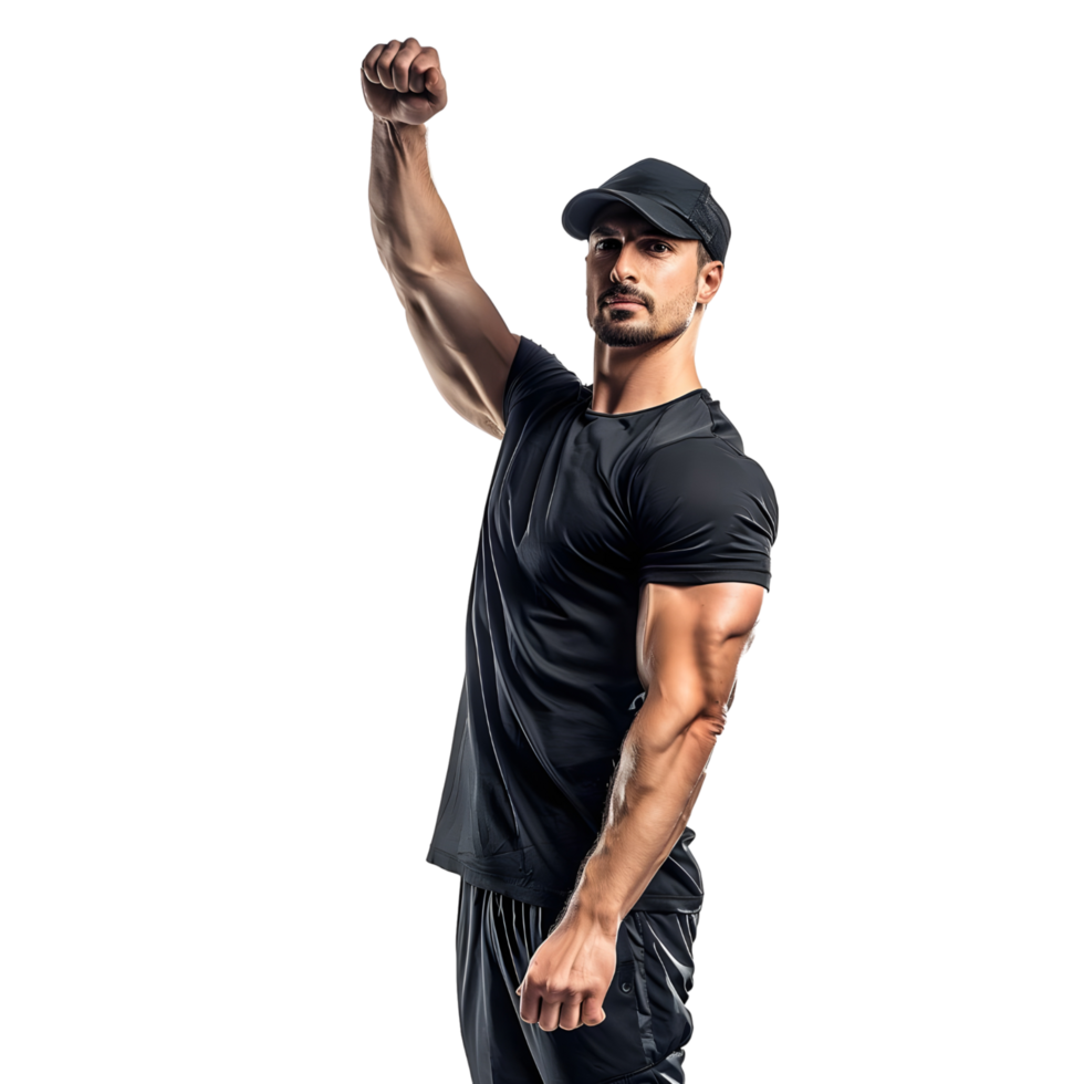 Great Body Builder and Gym Trainer Posing in Stretch isolated on transparent background png