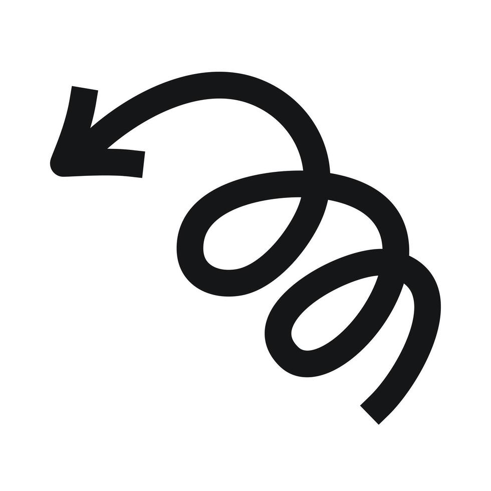 Hand drawn black wavy arrow on white background vector