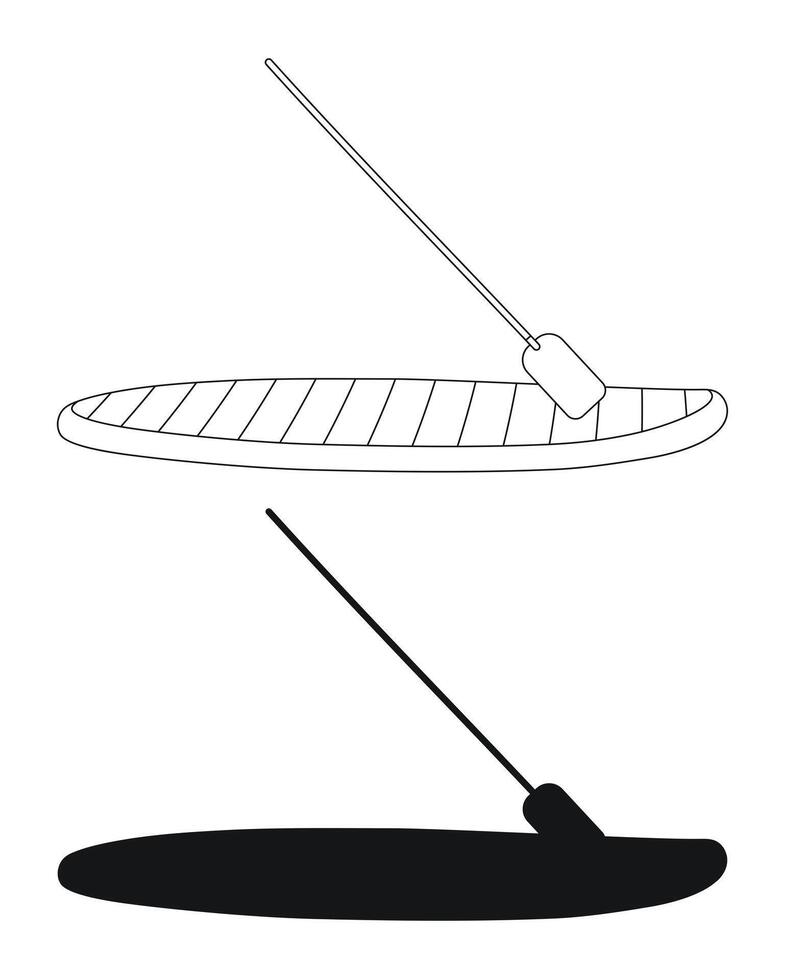 Image of SUP boards and paddles for surfers, sketch and silhouette vector