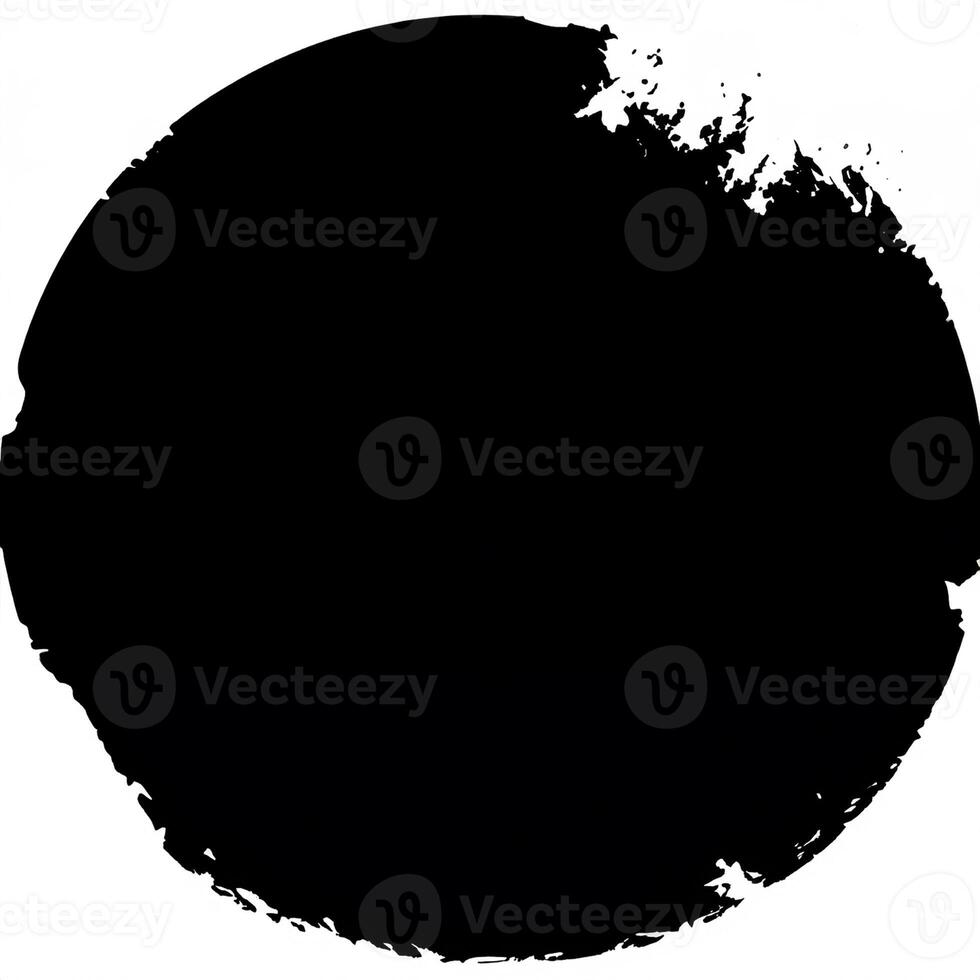 Black Circular Stamp Shape Element Isolated on White Background photo