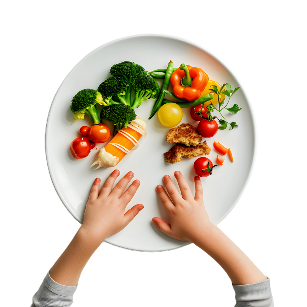 hands holding a plate with vegetables and fruit png