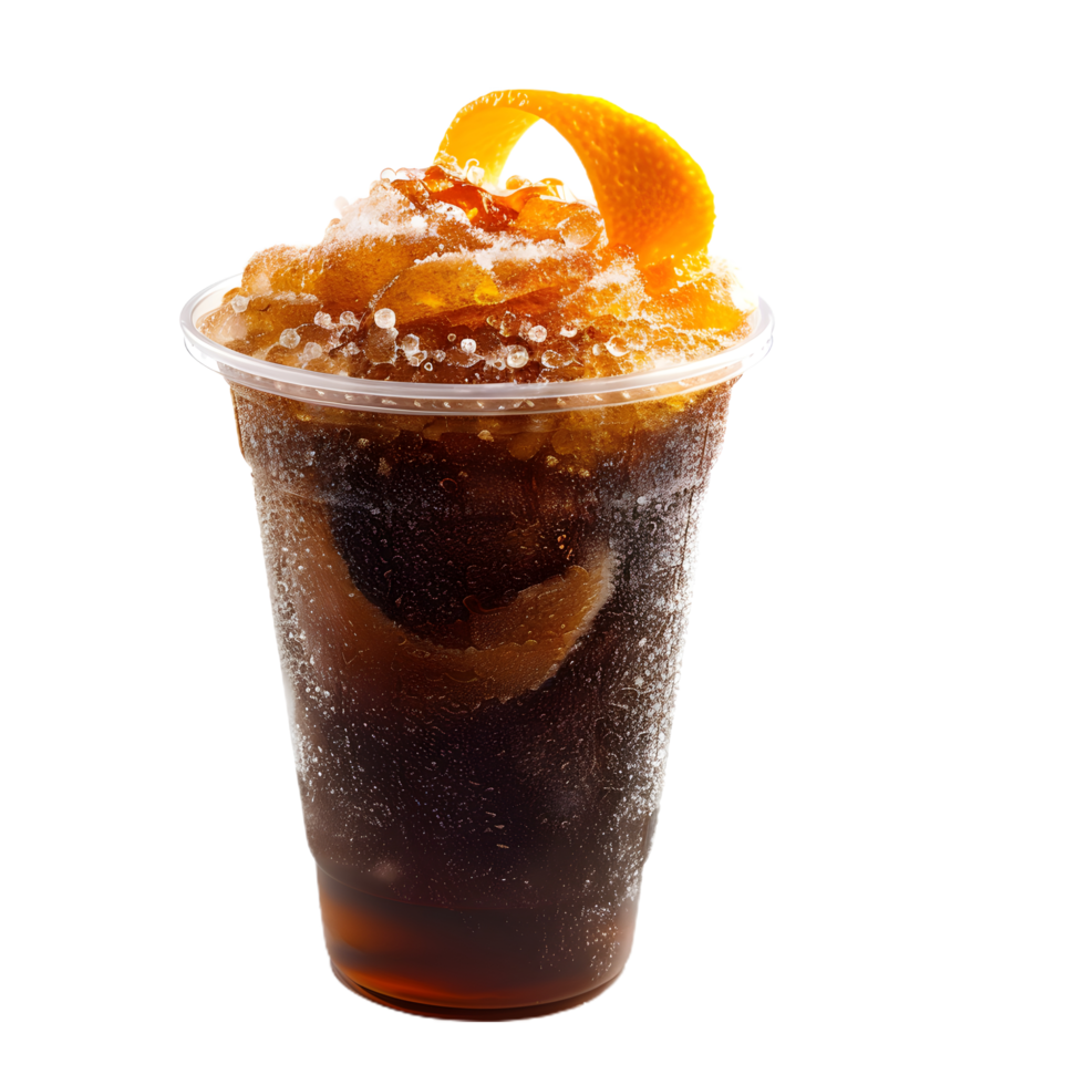 a drink with ice and orange slices in it png
