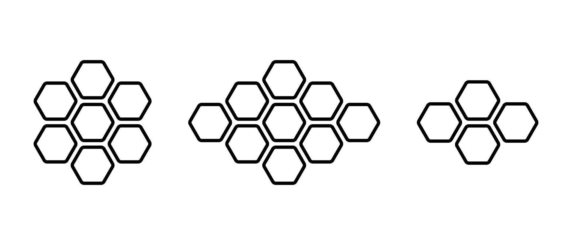 Honeycomb line icon set in rounded corners. Hexagonal beehive concept vector