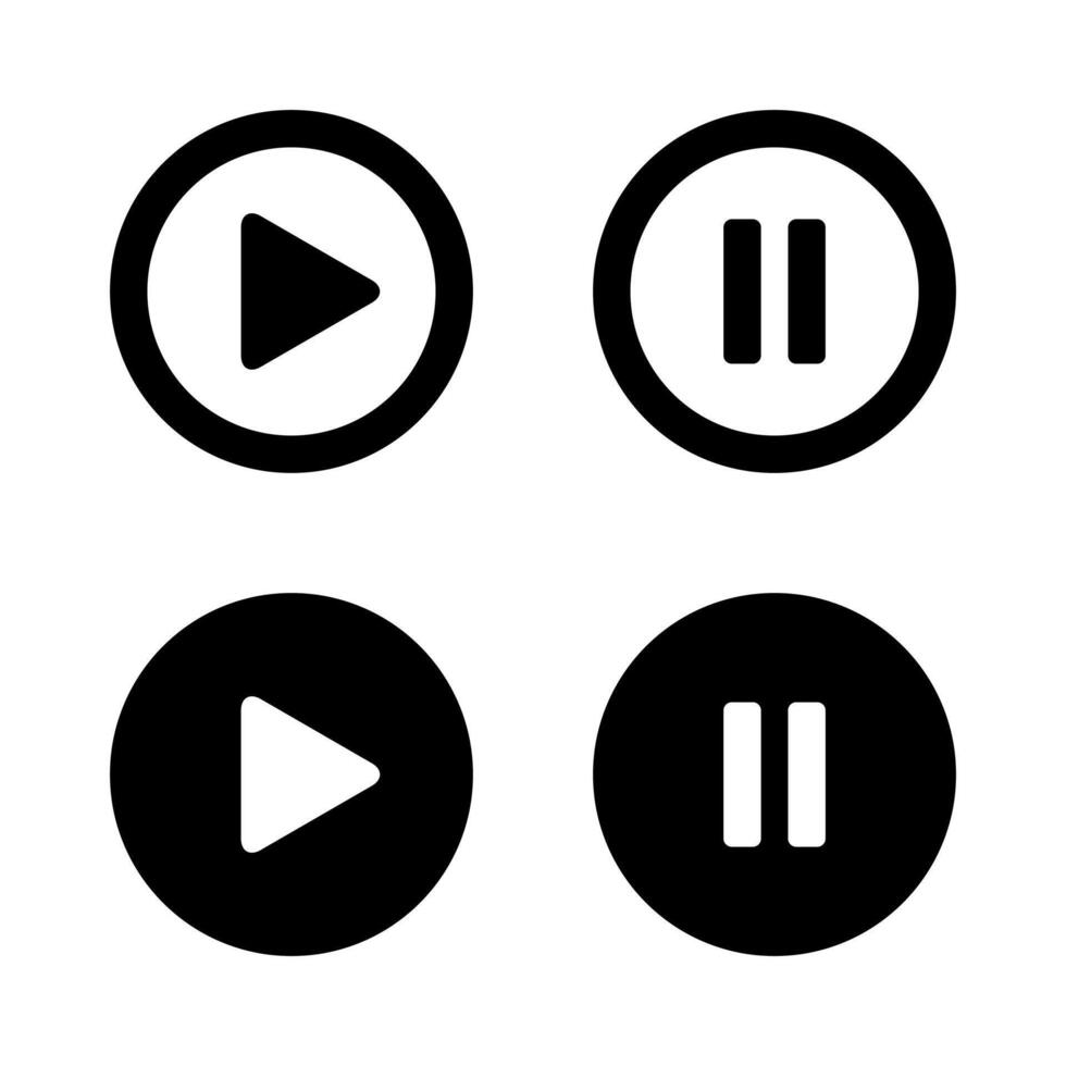 Play and pause button icon in generic style. Audio, , music player elements vector