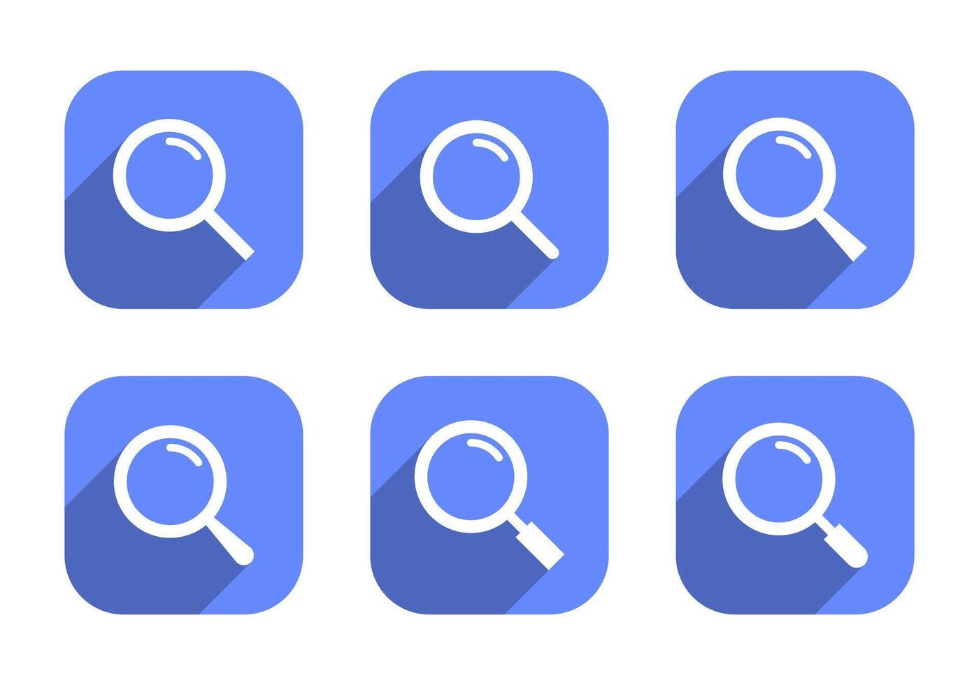 Search, magnifying icon set collection on blue square vector