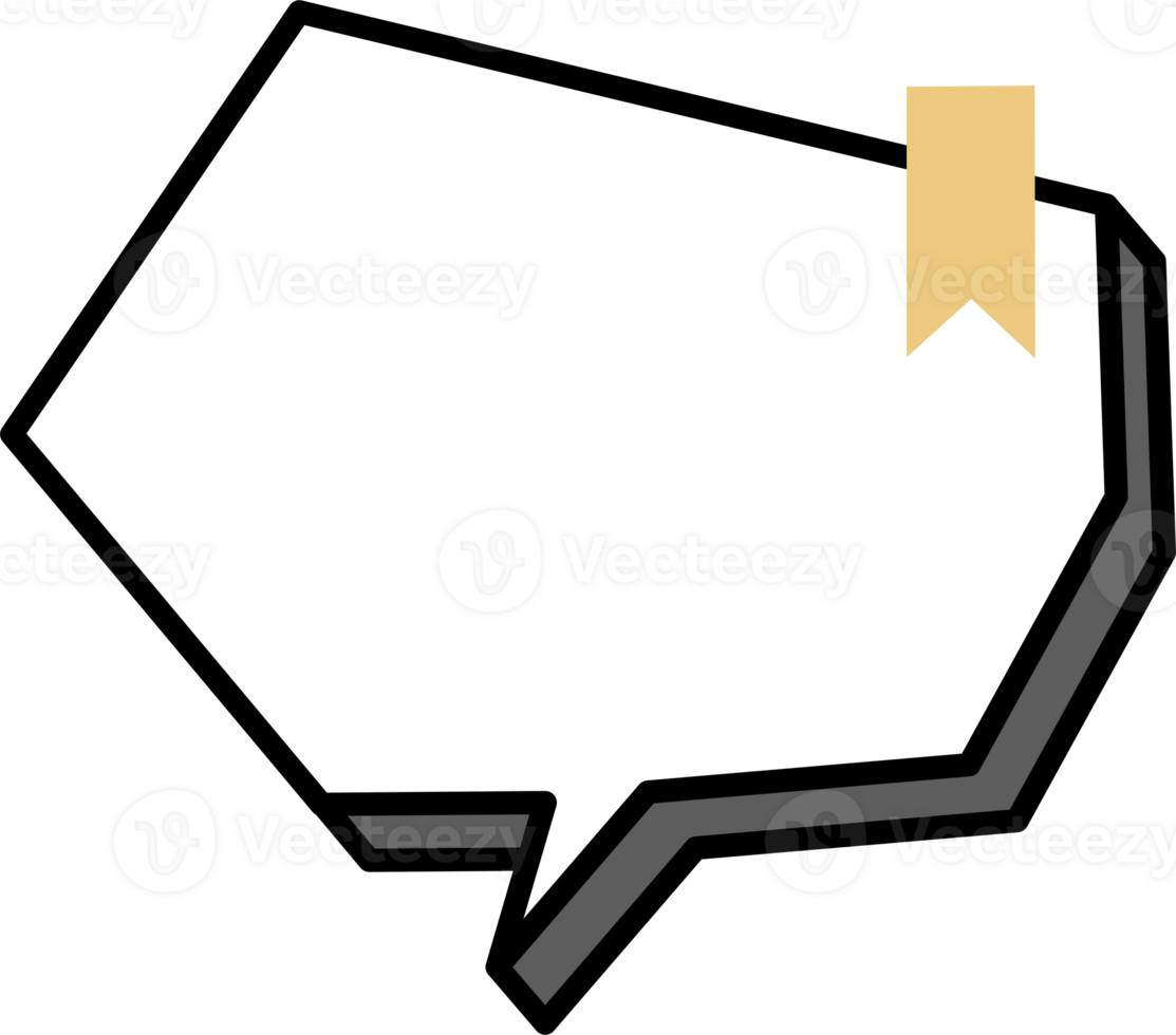 3d black and white color speech bubble balloon with bookmark ribbon, icon sticker memo keyword planner text box banner png