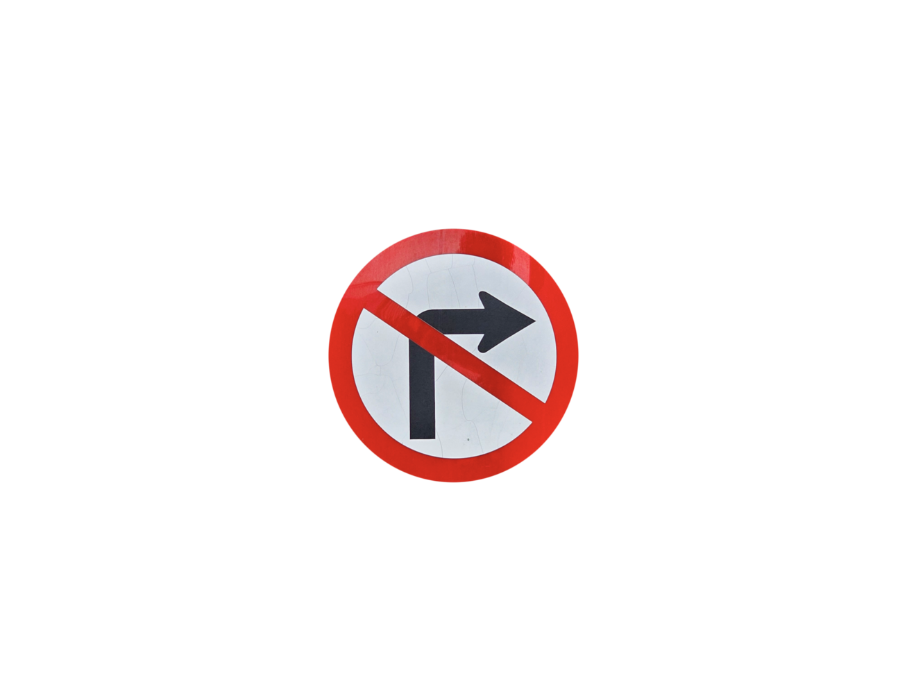 Turn right prohibition sign. Traffic sign. on transparent background png